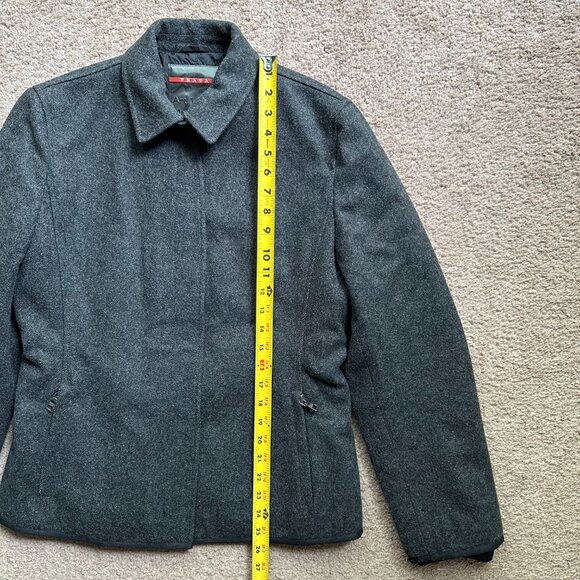 Prada Jacket Womens 44 Vtg 100% Wool US Size 8 1A8004 Authentic Grey Full Zip - Picture 9 of 14